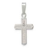 Image of Sterling Silver Polished Cross Pendant QC7239
