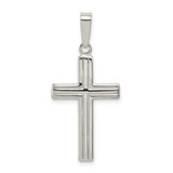 Image of Sterling Silver Polished Cross Pendant QC7291