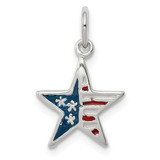 Image of Sterling Silver Polished Enamel American Flag Star Charm