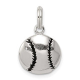 Image of Sterling Silver Polished Enamel Baseball Pendant