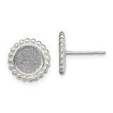 Image of 11.1mm Sterling Silver Polished Enamel Glitter Fabric Round Stud Post Earrings