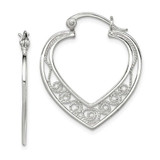 Image of 32mm Sterling Silver Polished Filigree Hinged Hoop Earrings