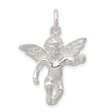 Image of Sterling Silver Polished Full Angel Figure 3-D Pendant