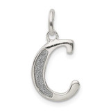 Image of Sterling Silver Polished Glitter Enamel Letter C Pendant