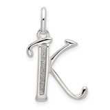 Image of Sterling Silver Polished Glitter Enamel Letter K Pendant