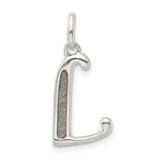 Image of Sterling Silver Polished Glitter Enamel Letter L Pendant