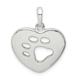 Image of Sterling Silver Polished Heart w/ Paw Print Pendant