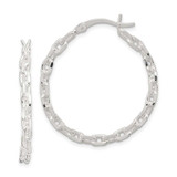 Image of 32mm Sterling Silver Polished Hinged Hoop Earrings QE11687