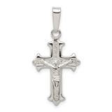 Image of Sterling Silver Polished Textured Crucifix Pendant