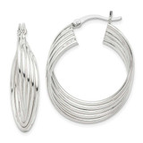 Image of 31.33mm Sterling Silver Polished Twisted Hoop Earrings QE14176