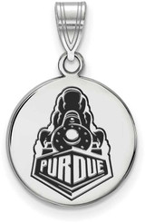 Image of Sterling Silver Purdue Medium Enamel Disc Pendant by LogoArt (SS064PU)