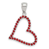 Image of Sterling Silver Red CZ Heart Pendant QP927