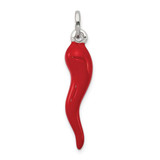 Image of Sterling Silver Red Enamel Italian Horn Pendant