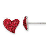 Image of 10mm Sterling Silver Red Preciosa Synthetic Crystal Heart Earrings QE11055