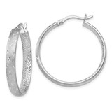 Image of 31mm Sterling Silver Rhodium In/Out Shiny-Cut Earrings QLE293
