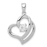 Image of Sterling Silver Rhodium Plated CZ Heart Pendant QP2797
