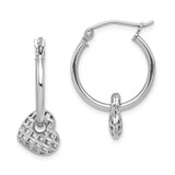 Image of 24mm Sterling Silver Rhodium Plated Moveable Heart Hoop Earrings