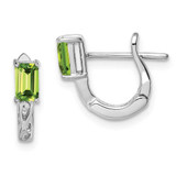 Image of 12mm Sterling Silver Rhodium Plated Peridot Hinged Hoop Earrings