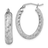 Image of 24mm Sterling Silver Rhodium Plated Shiny-Cut Oval Hoop Earrings QE8261