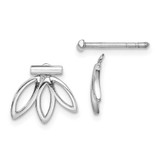 Image of 12.29mm Sterling Silver Rhodium Plated Triple Leaf Design Earrings