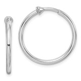 Image of 24mm Sterling Silver Rhodium Polished Hoop Earrings QE8550