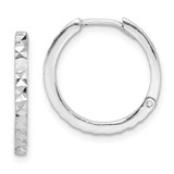 Image of 17mm Sterling Silver Rhodium Polished Shiny-Cut Hinged Hoop Earrings QE8517
