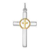 Image of Sterling Silver Rhodium-plated & Gold Tone Cross Pendant QC9699