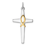 Image of Sterling Silver Rhodium-plated & Gold Tone Cross Pendant QC9702