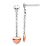 Image of 20mm Sterling Silver Rhodium-Plated & Rose Gold-Plated Heart Post Earrings