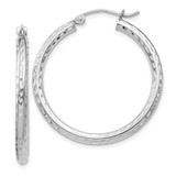 Image of 31mm Sterling Silver Rhodium-Plated 2.25mm Shiny-Cut Hoop Earrings QE4474