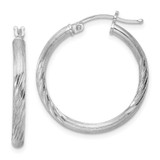 Image of 27mm Sterling Silver Rhodium-Plated 2.50mm Satin Shiny-Cut Hoop Earrings QE3556