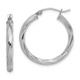 Image of 25mm Sterling Silver Rhodium-Plated 2.7X25mm Twisted Hoop Earrings