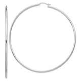 Image of 82mm Sterling Silver Rhodium-Plated 2mm Polished Hoop Earrings QE4381