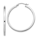 Image of 38mm Sterling Silver Rhodium-Plated 2mm Square Tube Hoop Earrings QE4649