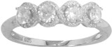 Image of Sterling Silver Rhodium-plated 4 CZ with Halo Edge Ring