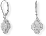 Image of Sterling Silver Rhodium-plated 4 Oval CZ Lever Earrings