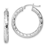 Image of 32mm Sterling Silver Rhodium-Plated 4.00mm Shiny-Cut Hoop Earrings QE4486