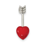 Image of Sterling Silver Rhodium-plated Arrow Enamel Heart Slide Pendant