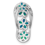 Image of Sterling Silver Rhodium-Plated Blue Lab-Created Opal Flip Flop Pendant Slide