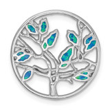 Image of Sterling Silver Rhodium-Plated Blue Lab-Created Opal Tree Pendant