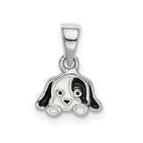 Image of Sterling Silver Rhodium-plated Childs Enameled Puppy Pendant