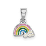 Image of Sterling Silver Rhodium-plated Childs Enameled Rainbow Pendant