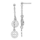 Image of 45.95mm Sterling Silver Rhodium-Plated Clover Dangle Post Earrings