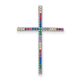 Image of Sterling Silver Rhodium-plated Colorful CZ Cross Slide Pendant