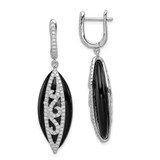 Image of 50mm Sterling Silver Rhodium-Plated CZ & Onyx Hinged Hoop Earrings QE12338