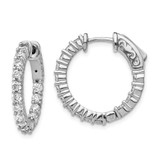 Image of 18mm Sterling Silver Rhodium-Plated CZ 30 Stone In and Out Hoop Earrings
