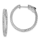 Image of 27mm Sterling Silver Rhodium-Plated CZ 66 Stone In and Out Hoop Earrings