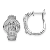 Image of 21mm Sterling Silver Rhodium-Plated CZ Brilliant Embers Buckle Hinged Post Earrings