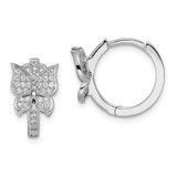 Image of 18mm Sterling Silver Rhodium-Plated CZ Brilliant Embers Butterfly Hoop Earrings