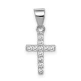 Image of Sterling Silver Rhodium-Plated CZ Cross Pendant QC8212